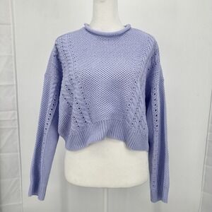 Charlotte Russe Women Cropped Roll Neck Sweater M Lavender Cable Knit Boxy Cozy
